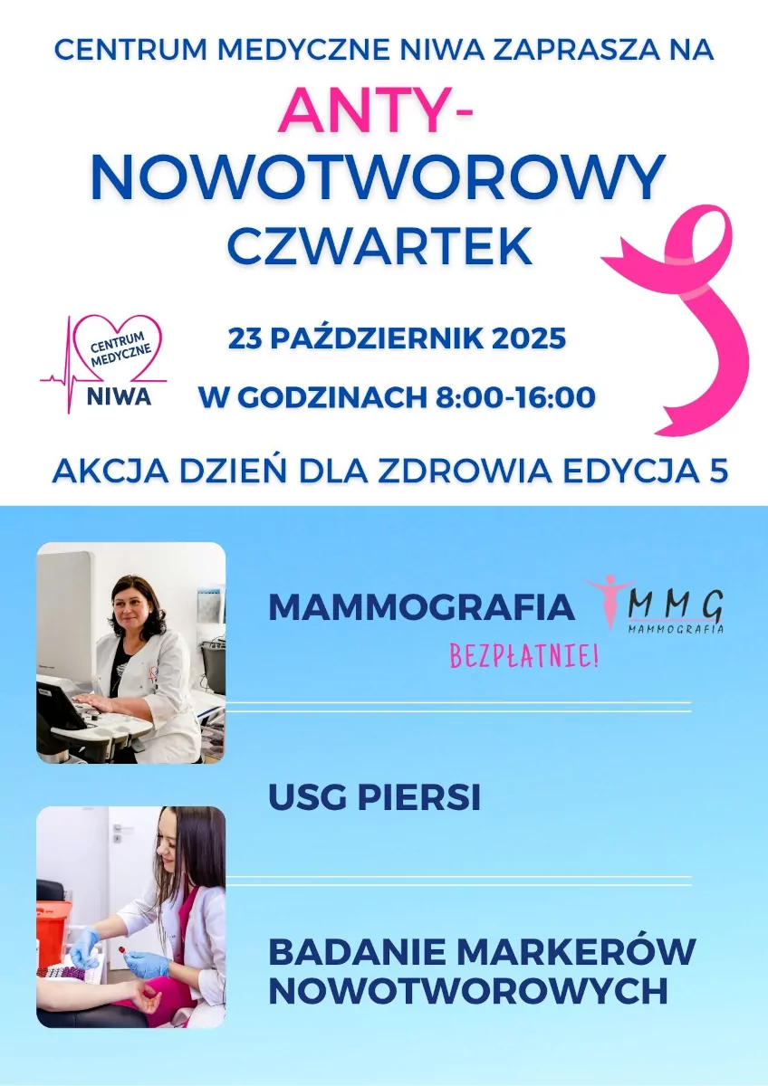 CM Niwa Głogów Młp. Centrum Medyczne NIWA 18 Antynowotworowy Czwartek w CM NIWA!