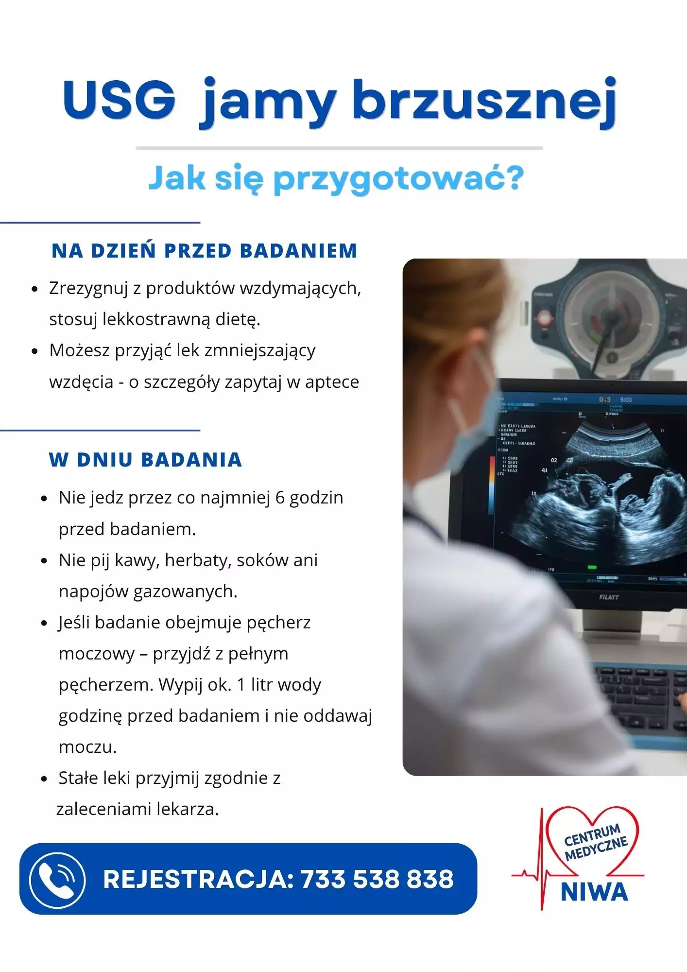 CM Niwa Głogów Młp. USG jamy brzusznej przygotowanie